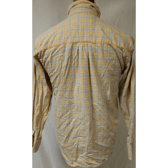 Wrangler George Strait Cowboy Cut Mens Large Yellow Blue Red Plaid Western Shirt - Picture 8 of 12